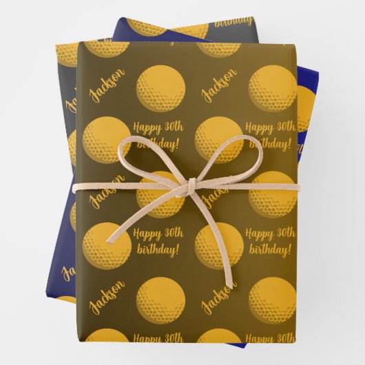 ネームパーソナライズされた気持ちスポーツテーマゴルフ ラッピングペーパーシート (インサイチュ)
