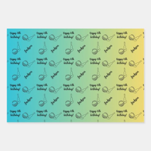 ネームパーソナライズされた気持ちスポーツテーマゴルフ ラッピングペーパーシート (正面3)