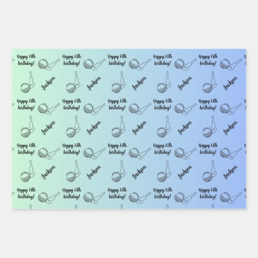 ネームパーソナライズされた気持ちスポーツテーマゴルフ ラッピングペーパーシート (正面2)