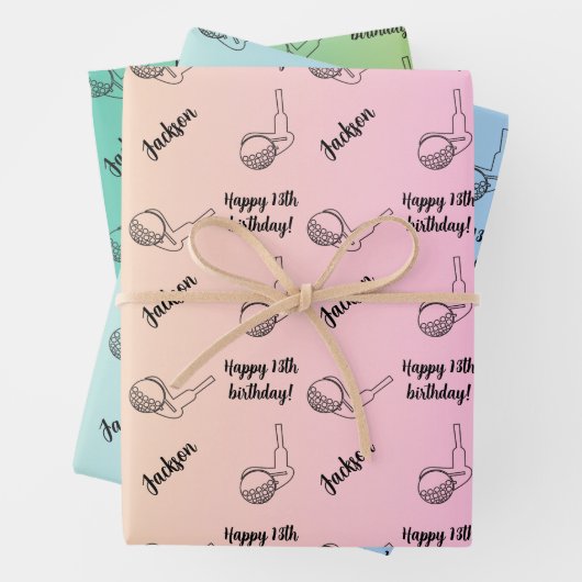 ネームパーソナライズされた気持ちスポーツテーマゴルフ ラッピングペーパーシート (インサイチュ)