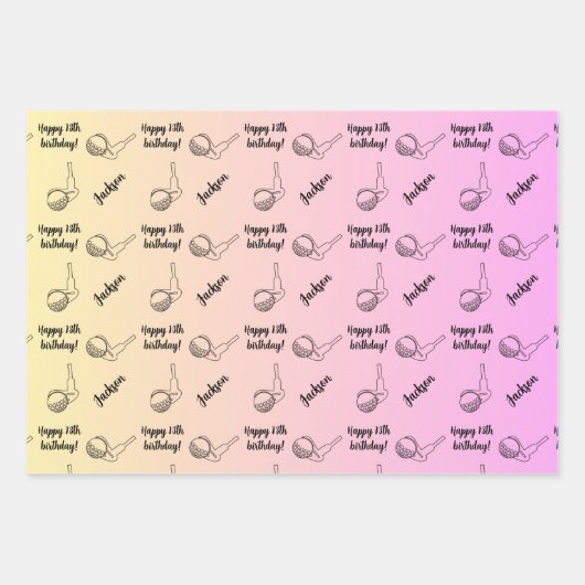 ネームパーソナライズされた気持ちスポーツテーマゴルフ ラッピングペーパーシート (正面)