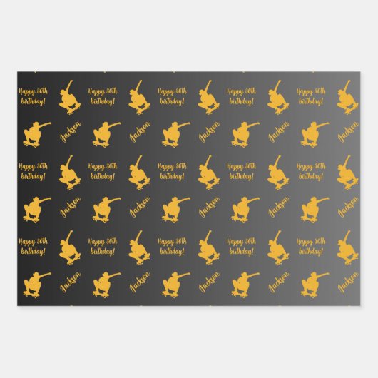 ネームパーソナライズされた気持ちスポーツテーマスケートボード ラッピングペーパーシート (正面3)