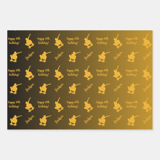 ネームパーソナライズされた気持ちスポーツテーマスケートボード ラッピングペーパーシート (正面)