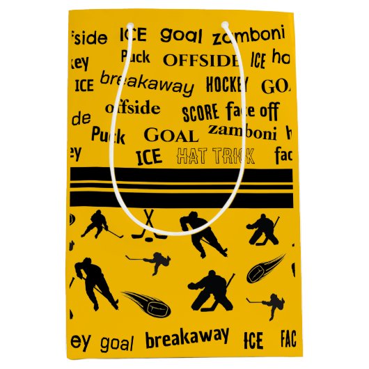 ネームパーソナライズされた番号ホッケー抱き枕 ミディアムペーパーバッグ (正面)