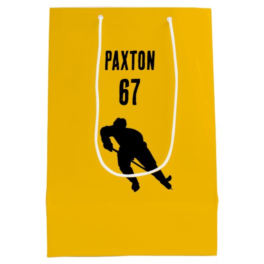 ネームパーソナライズされた番号ホッケー抱き枕 ミディアムペーパーバッグ (裏面)