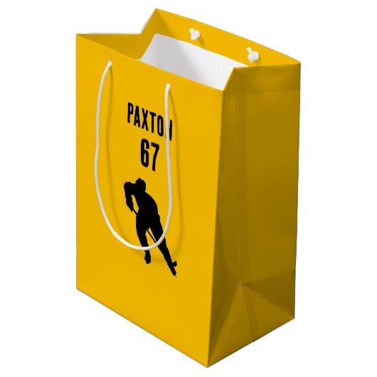 ネームパーソナライズされた番号ホッケー抱き枕 ミディアムペーパーバッグ (裏面アングル)