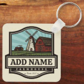 ネームパーソナライズされた素朴ファームハウスオールドウィンドミル キーホルダー (裏面)
