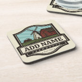 ネームパーソナライズされた素朴ファームハウスオールドウィンドミル コースター (左側)