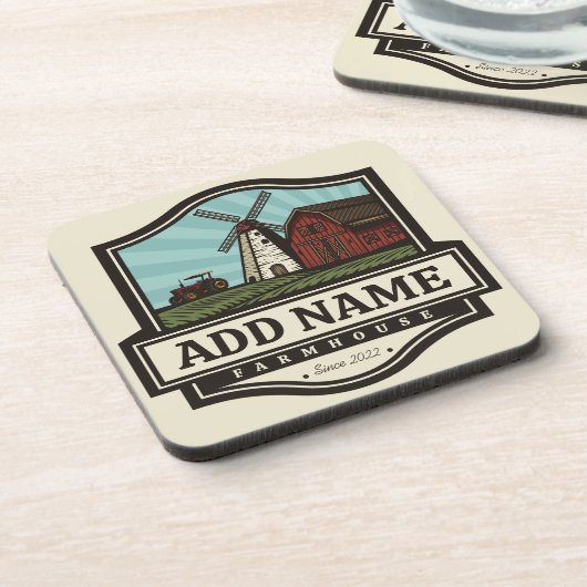 ネームパーソナライズされた素朴ファームハウスオールドウィンドミル コースター (左側)