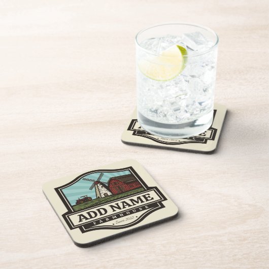 ネームパーソナライズされた素朴ファームハウスオールドウィンドミル コースター (右側)