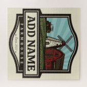 ネームパーソナライズされた素朴ファームハウスオールドウィンドミル ジグソーパズル (横)