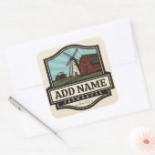 ネームパーソナライズされた素朴ファームハウスオールドウィンドミル スクエアシール (封筒)
