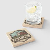 ネームパーソナライズされた素朴ファームハウスオールドウィンドミル ストーンコースター (横)