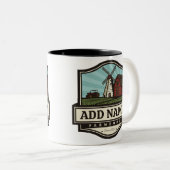 ネームパーソナライズされた素朴ファームハウスオールドウィンドミル ツートーンマグカップ (正面右)