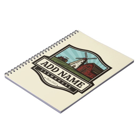 ネームパーソナライズされた素朴ファームハウスオールドウィンドミル ノートブック (左側)