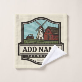 ネームパーソナライズされた素朴ファームハウスオールドウィンドミル バスタオルセット