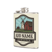 ネームパーソナライズされた素朴ファームハウスオールドウィンドミル フラスク (左)