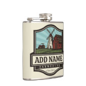 ネームパーソナライズされた素朴ファームハウスオールドウィンドミル フラスク (右)