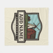 ネームパーソナライズされた素朴ファームハウスオールドウィンドミル フリースブランケット (正面(横))