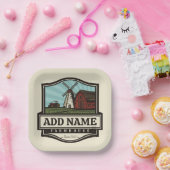 ネームパーソナライズされた素朴ファームハウスオールドウィンドミル ペーパープレート (パーティー)