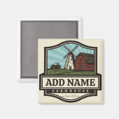 ネームパーソナライズされた素朴ファームハウスオールドウィンドミル マグネット (正面/裏面)