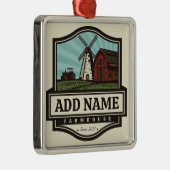 ネームパーソナライズされた素朴ファームハウスオールドウィンドミル メタルオーナメント (右)