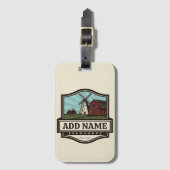 ネームパーソナライズされた素朴ファームハウスオールドウィンドミル ラゲッジタグ (正面縦)