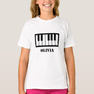ネームパーソナライズされた・ピアニスト・ピアノ鍵 Tシャツ