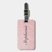 ネームピンクパーソナライズされたグリッタースパークルスタイル ラゲッジタグ (正面縦)