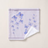 ネームブルーバタフライドードル万華鏡のように千変万化するパターンラベンダー バスタオルセット (ウォッシュタオル)