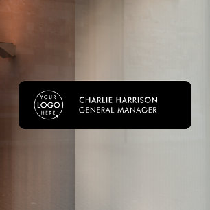 ネームプレート  ビジネスロゴスタイリッシュブラックドア ウィンドウサイン