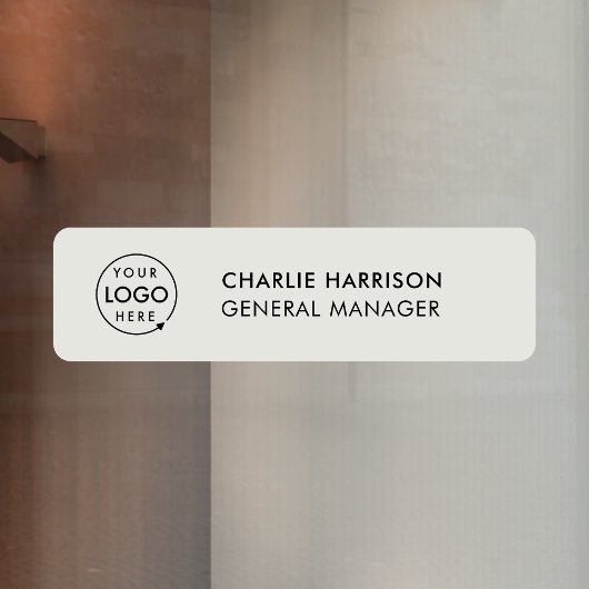 ネームプレート | プロフェッショナル ビジネス ロゴ グレー ウィンドウサイン