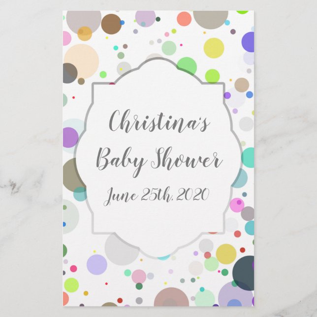 ネームベビーフードゲーム，カラフルおもしろいベビーシャワーゲーム (裏面)