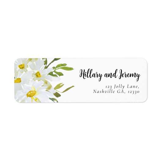 ネームホワイトデイジーベビーシャワー差出人住所 ラベル (正面)