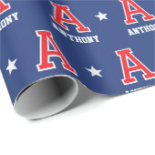 ネームモノグラムのスターレッドネイビーカスタム ラッピングペーパー (ロールコーナー)