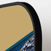 ネームモノグラムのブルー金ゴールドグリッターグラムトレンディー ピックルボールラケット (左詳細)