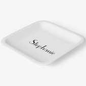 ネームモノグラムテンプレートカスタム白黒かわいい ペーパープレート (傾斜あり)