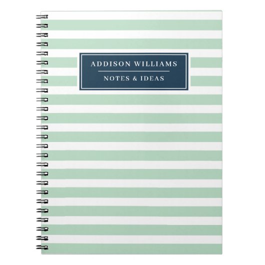 ネームユニークミントグリーンホワイトドットカスタム ノートブック (正面)
