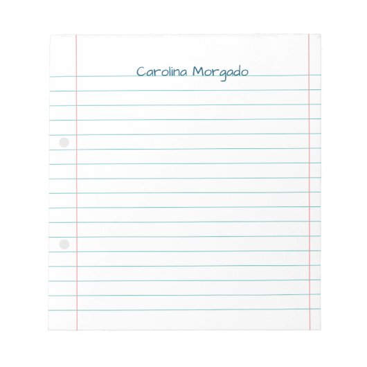 ネームラインバックスクールルード紙先生学生 ノートパッド (正面)