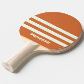 ネーム入りレトロオレンジストライプ卓球ラケット 卓球ラケット (正面アングル)