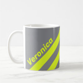 ネーム入りレトロHI VISスリーストライプス コーヒーマグカップ