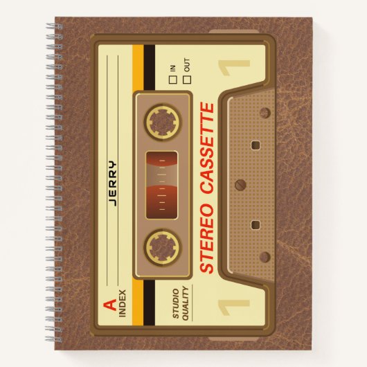 ネーム入り90年代レトロカセットテープ ノートブック (正面)