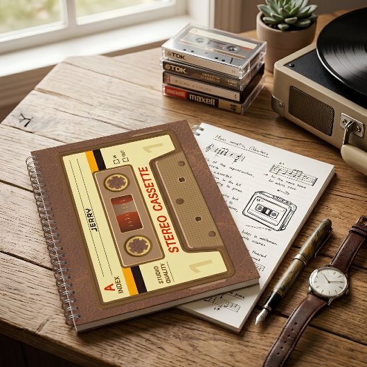 ネーム入り90年代レトロカセットテープ ノートブック