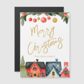 ネーム図解入りの、写真付きのマグネット付きホリデーハウス (正面/裏面)