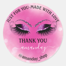 ネーム感謝していブティックまつげショップパープルバラ ラウンドシール