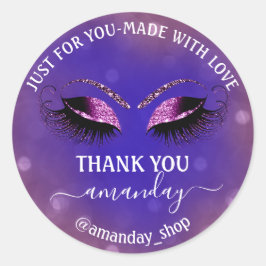 ネーム感謝していブティックまつげショップパープルブルー ラウンドシール