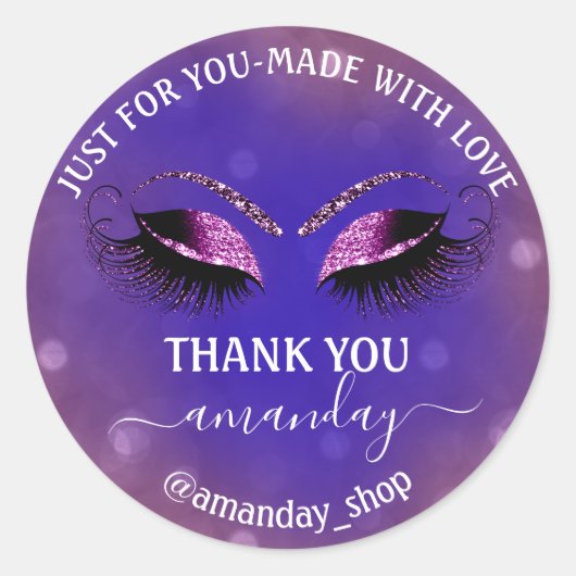 ネーム感謝していブティックまつげショップパープルブルー ラウンドシール (正面)