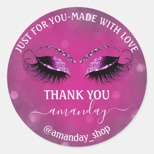 ネーム感謝していブティックまつげショップピンクベリー ラウンドシール (正面)