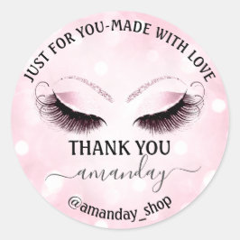 ネーム感謝していブティックまつげショップピンク赤面 ラウンドシール