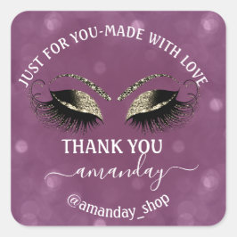 ネーム感謝していブティックまつげショップ金ゴールドパープル スクエアシール